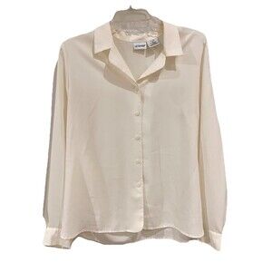 Liz Baker Button Up Women’s Polyester Dress Shirt Sz 14 Cream